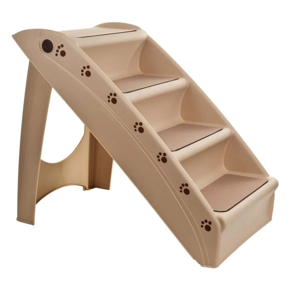 Pet Pal Foldable Tan Plastic Dog/Cat Steps
