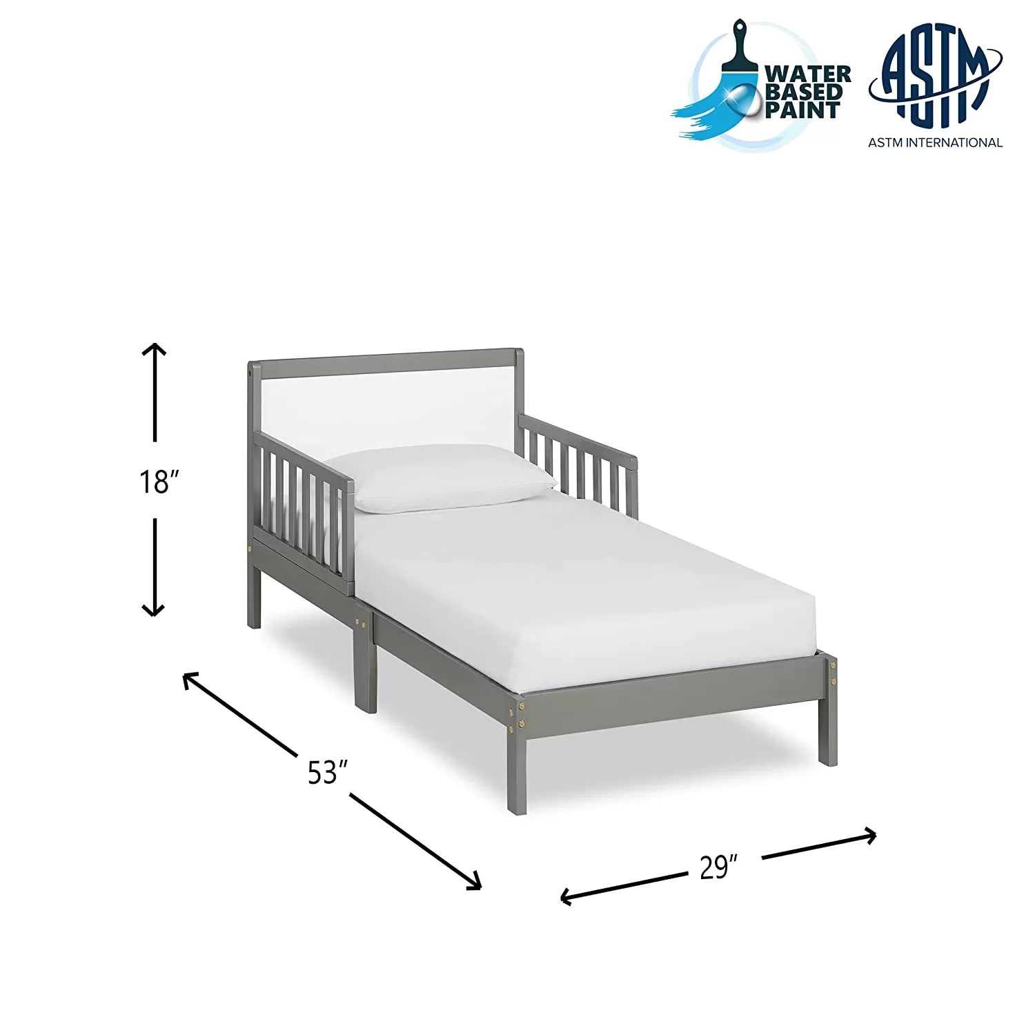 Dream On Me Brookside Toddler Bed Steel Grey White