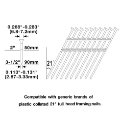 Numax Full Round Head 3.5-in 21-Degree Pneumatic Framing Nailer