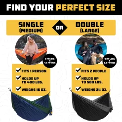 Wise Owl Outfitters Camping Hammock, Charcoal & Red