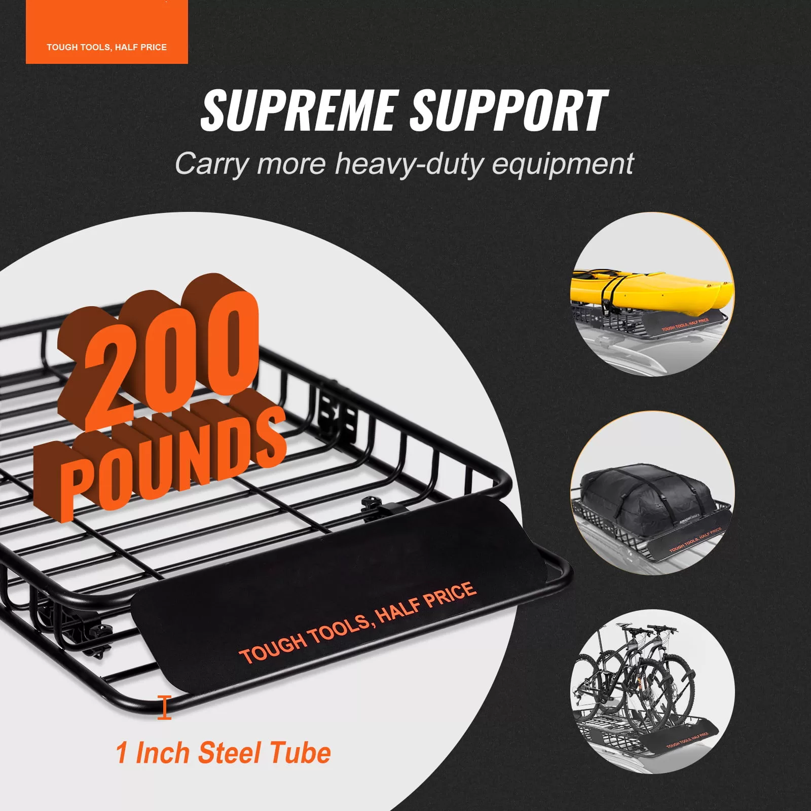 BENTISM Roof Rack Cargo Basket 200 LBS Capacity 46"x36"x4.5" Heavy Duty Car Top Holder for SUV Truck