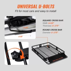 BENTISM Roof Rack Cargo Basket 200 LBS Capacity 46