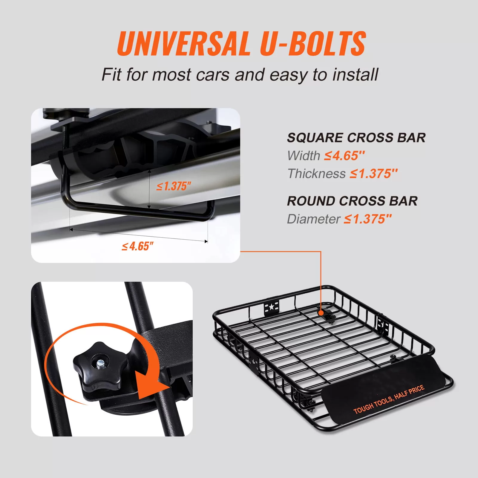 BENTISM Roof Rack Cargo Basket 200 LBS Capacity 46"x36"x4.5" Heavy Duty Car Top Holder for SUV Truck
