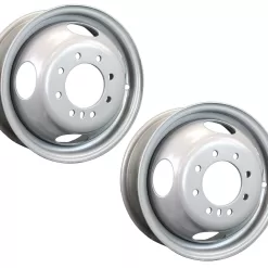 2-Pack Dually Dual Silver Grey Trailer Wheel Rim 16 Inch 16X6 8 Lug On 6.5 Inch