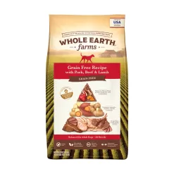 Whole Earth Farms Grain Free Pork, Beef and Lamb Recipe Dry Dog Food, 25 lbs.