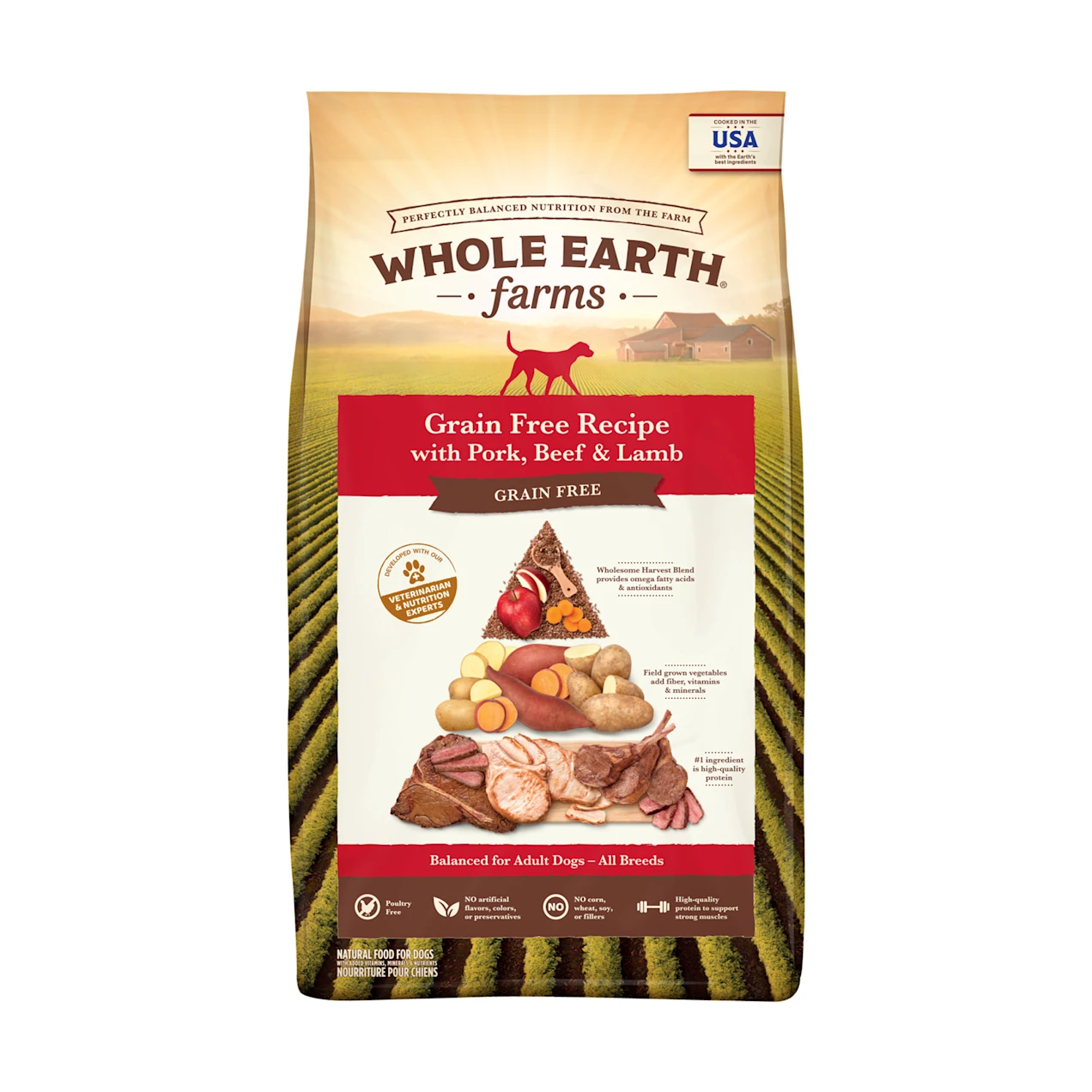 Whole Earth Farms Grain Free Pork, Beef and Lamb Recipe Dry Dog Food, 25 lbs.