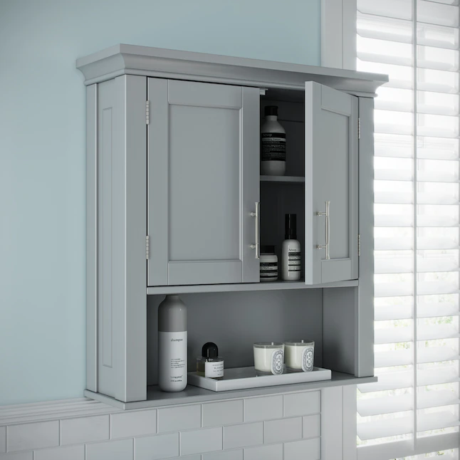 RiverRidge Somerset 22.81-in W x 24.5-in H x 7.88-in D Gray Bathroom Wall Cabinet