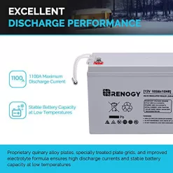 Renogy 12V 100Ah Deep Cycle AGM Battery w/Battery Box for RV, Solar Marine and Off-grid Applications