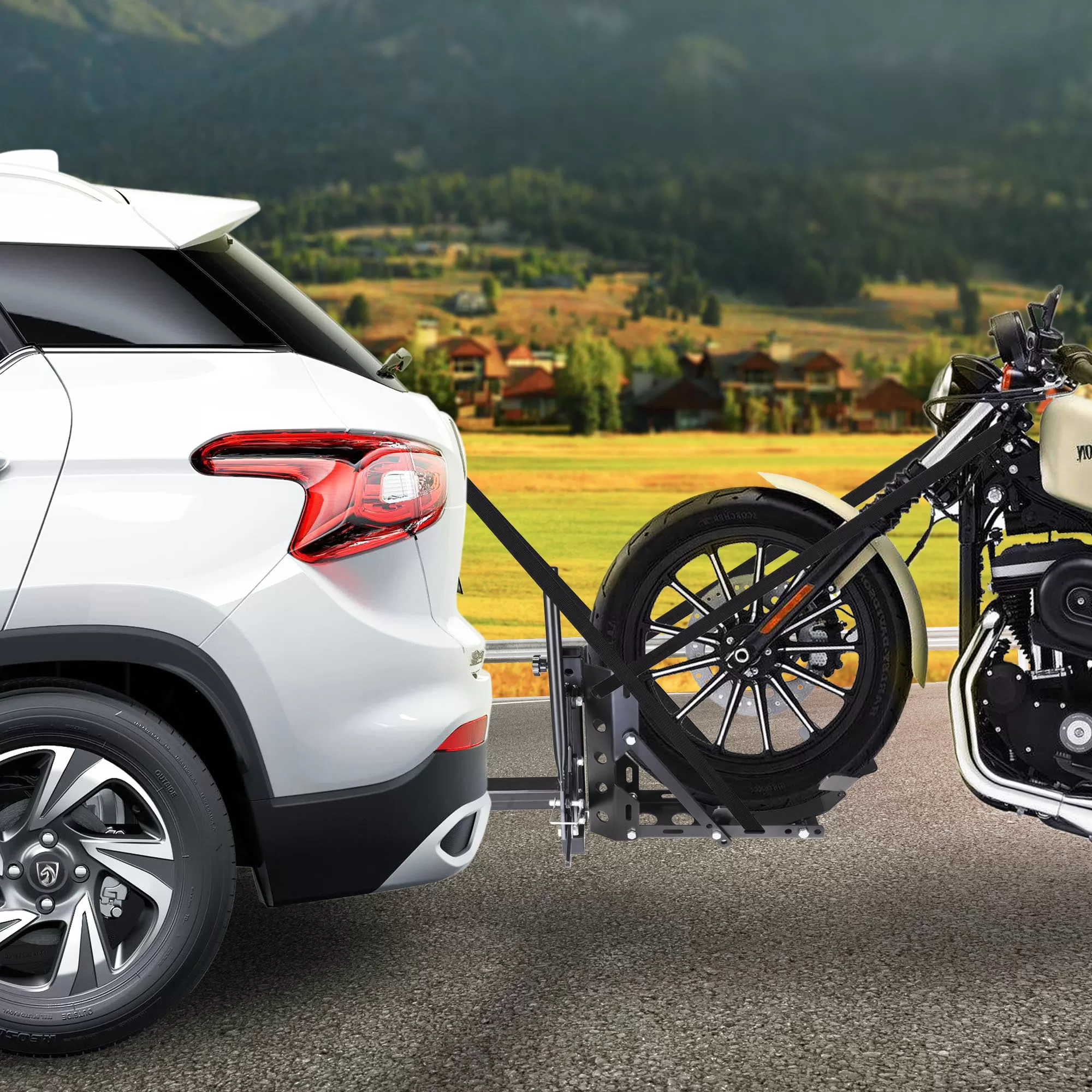 Yescom 800lb Motorcycle Trailer Hitch 2" Tow Receiver Scooter Carrier Steel Hauler Hitch Mount Rack