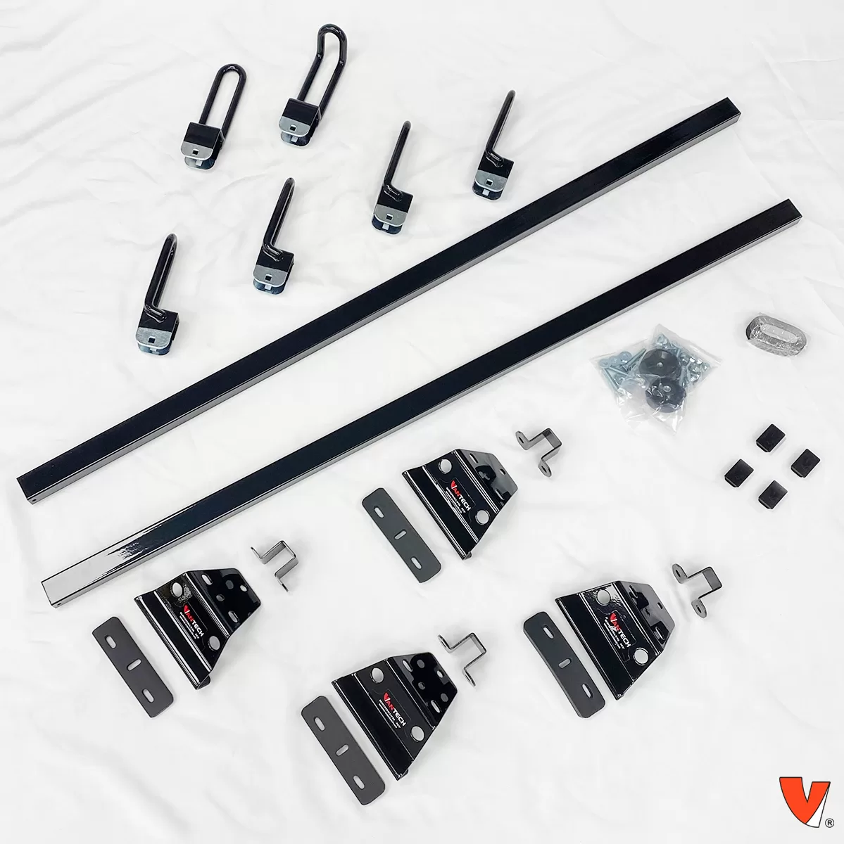 Vantech Heavy Duty 2 Bar Ladder Roof Rack Fits: Transit Connect 2014-On (Black)