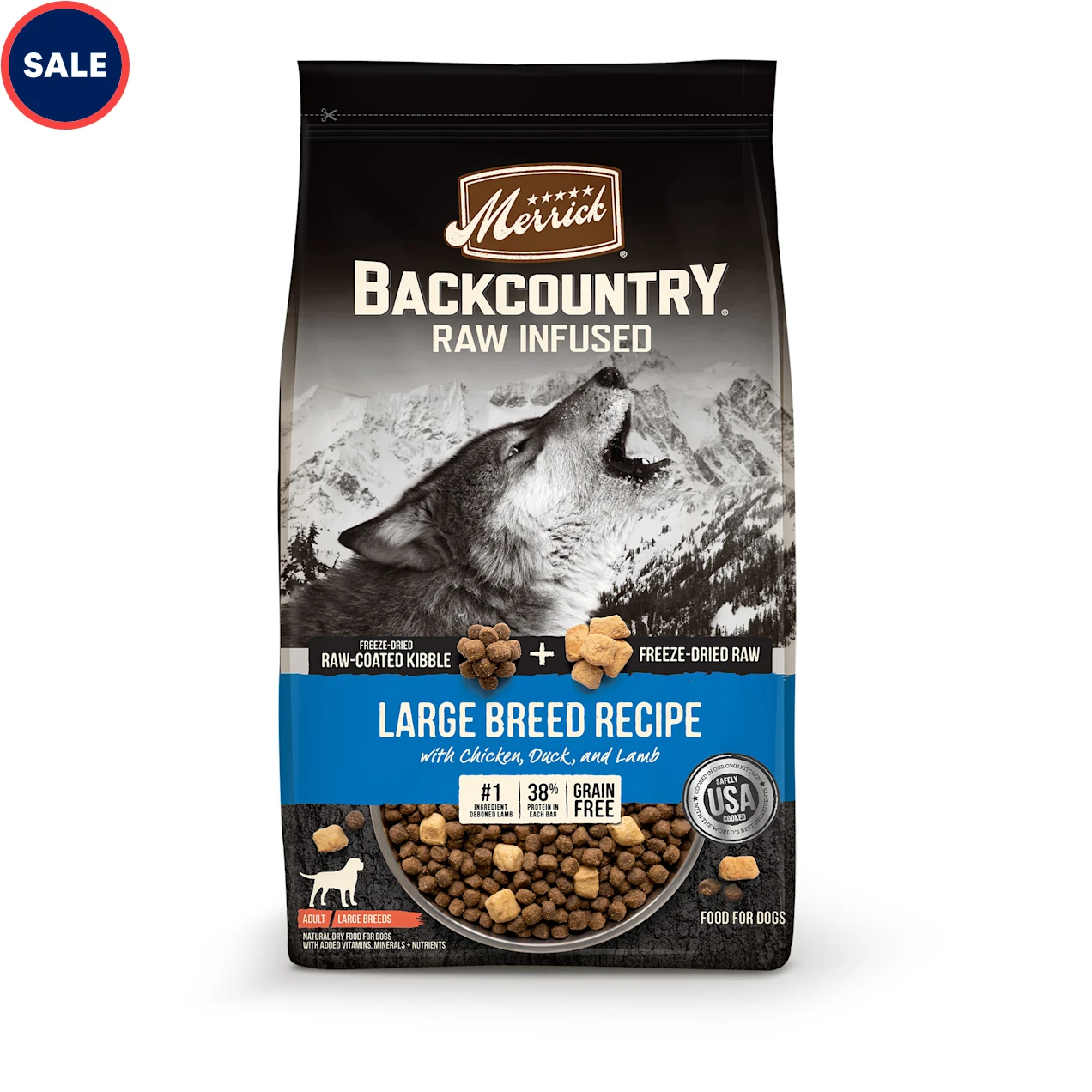 Merrick Backcountry Freeze Dried Raw Infused Grain Free Large Breed Recipe Dry Dog Food, 20 lbs.