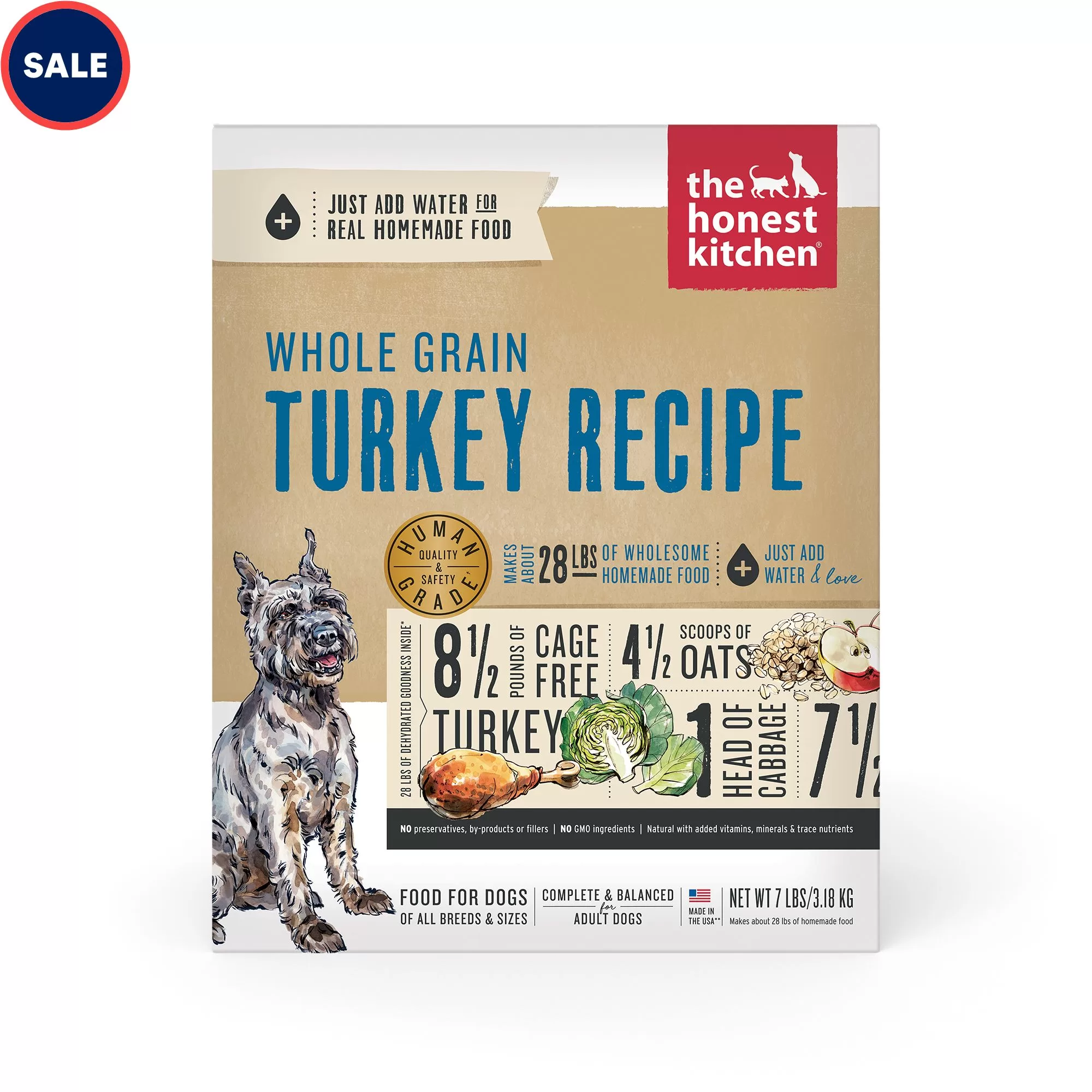 The Honest Kitchen Dehydrated Whole Grain Turkey Recipe Dog Food, 7 lbs.
