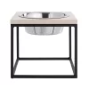 Sam's Pets Dan Wood and Stainless Steel Elevated Pet Bowl, 7 Cups
