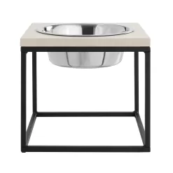 Sam's Pets Dan Wood and Stainless Steel Elevated Pet Bowl, 7 Cups