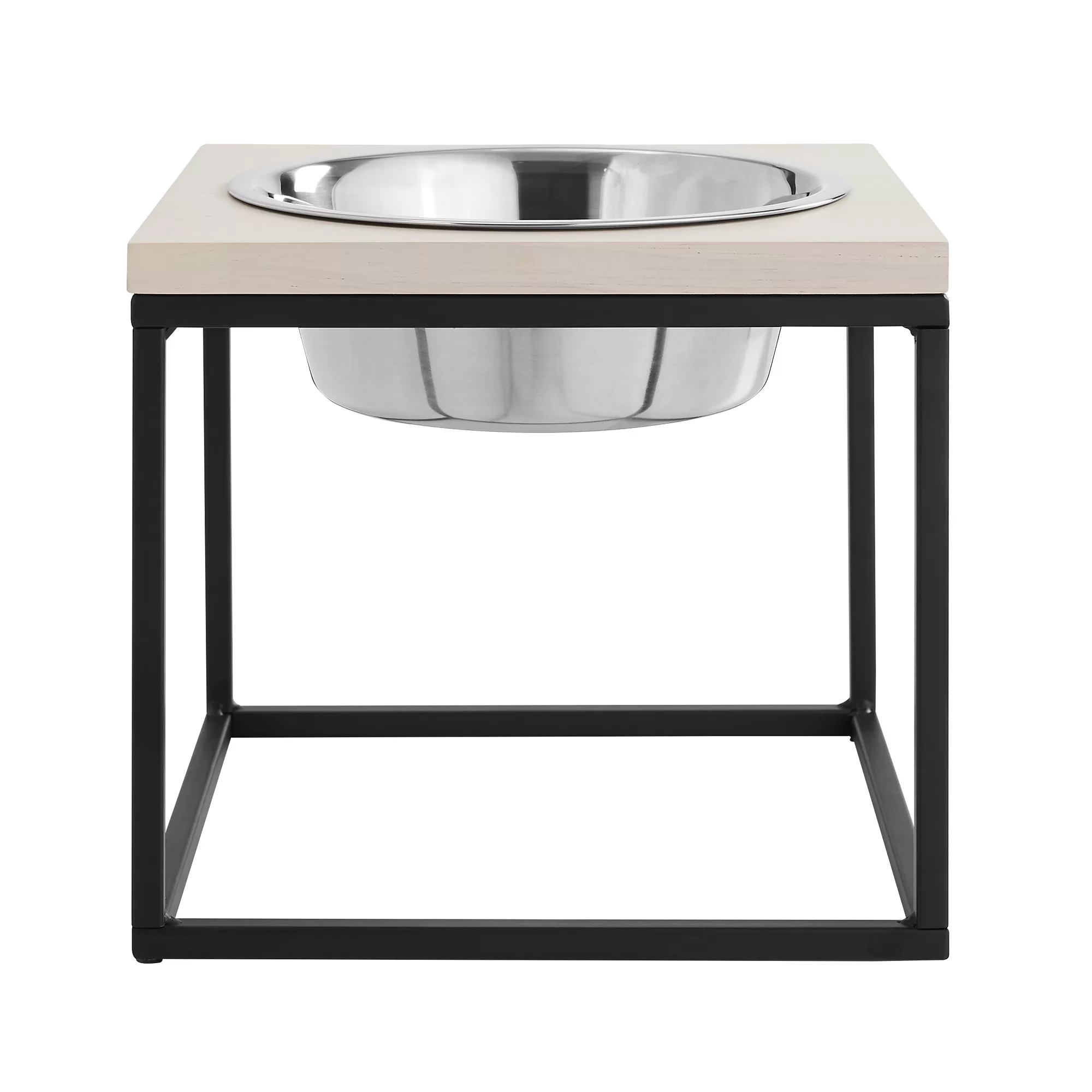 Sam's Pets Dan Wood and Stainless Steel Elevated Pet Bowl, 7 Cups