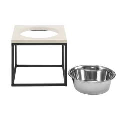 Sam's Pets Dan Wood and Stainless Steel Elevated Pet Bowl, 7 Cups