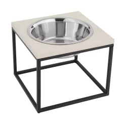 Sam's Pets Dan Wood and Stainless Steel Elevated Pet Bowl, 7 Cups