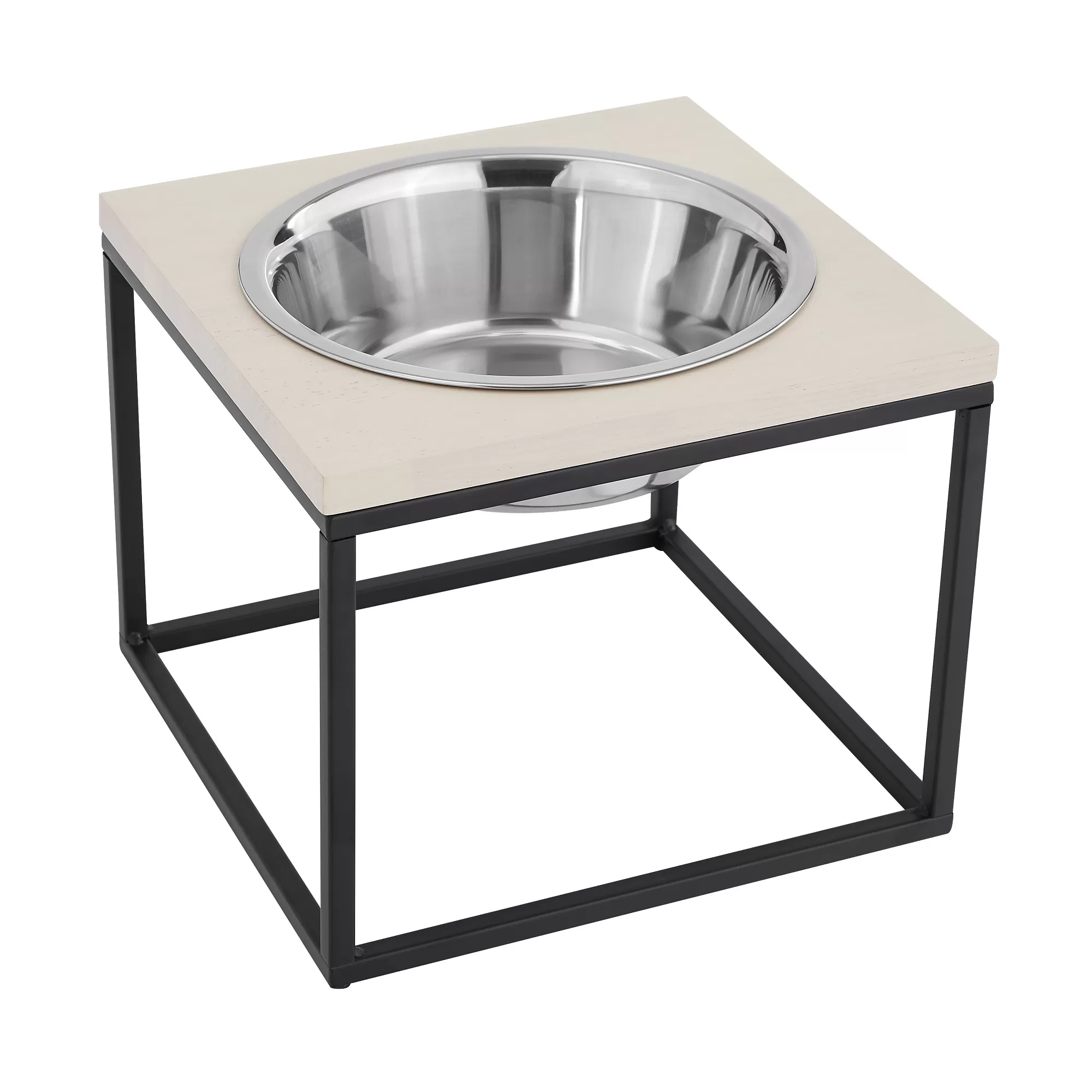 Sam's Pets Dan Wood and Stainless Steel Elevated Pet Bowl, 7 Cups