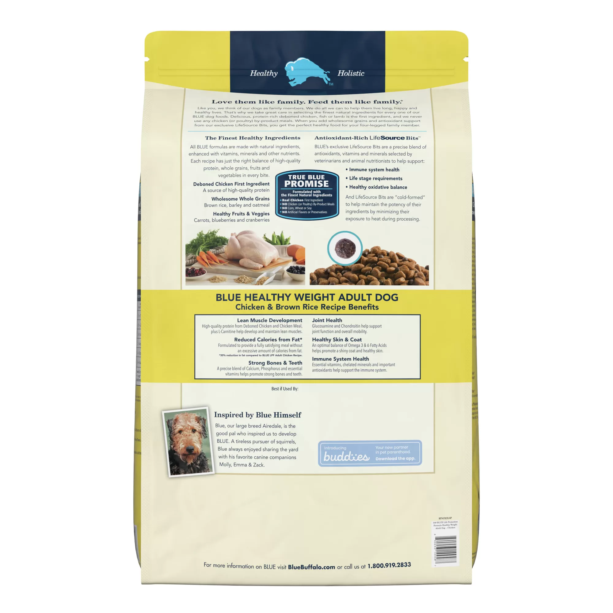 Blue Buffalo Life Protection Formula Natural Adult Healthy Weight Chicken and Brown Rice Dry Dog Food, 34 lbs.