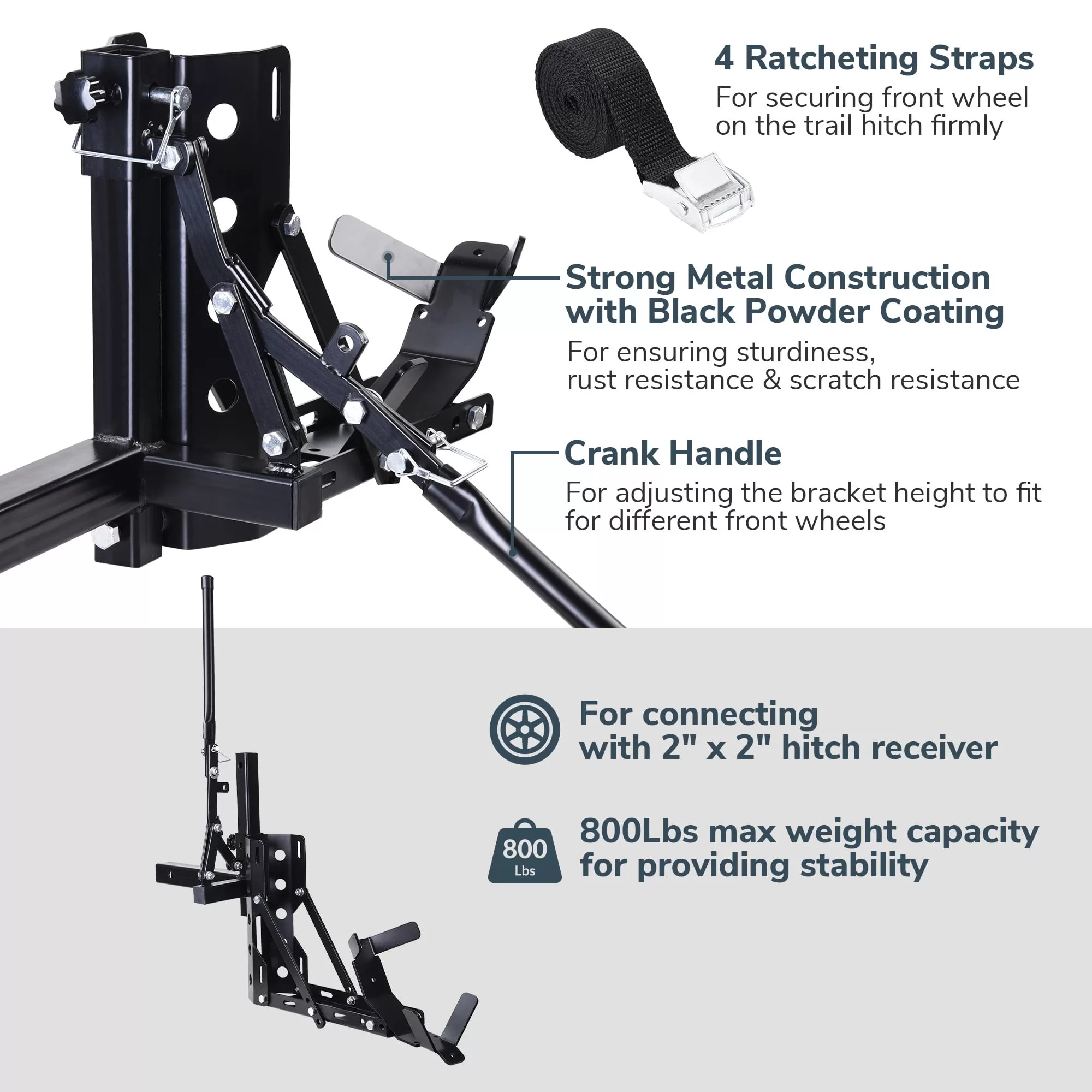 Yescom 800lb Motorcycle Trailer Hitch 2" Tow Receiver Scooter Carrier Steel Hauler Hitch Mount Rack