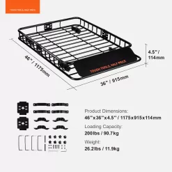 BENTISM Roof Rack Cargo Basket 200 LBS Capacity 46