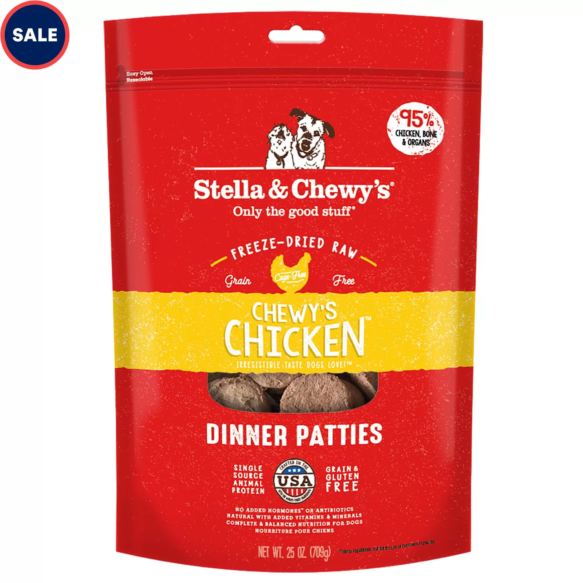Stella & Chewy's Freeze Dried Raw Dinner Patties High Protein Chewy's Chicken Recipe Dry Dog Food, 25 oz.