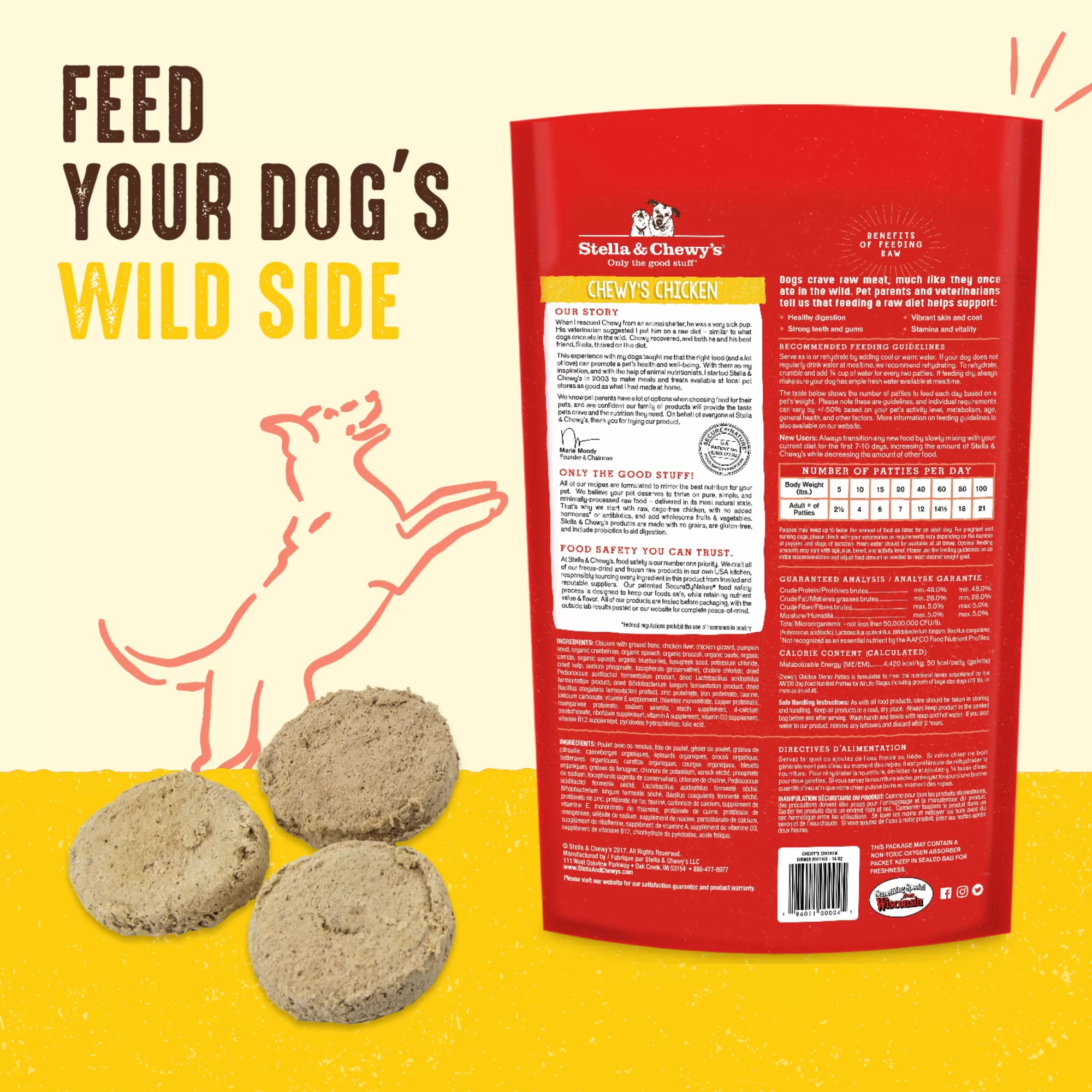 Stella & Chewy's Freeze Dried Raw Dinner Patties High Protein Chewy's Chicken Recipe Dry Dog Food, 25 oz.