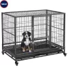 Topeakmart Black Dog Crate with Wire Litter Pans, 42.9" L X 28.5" W X 34.8" H