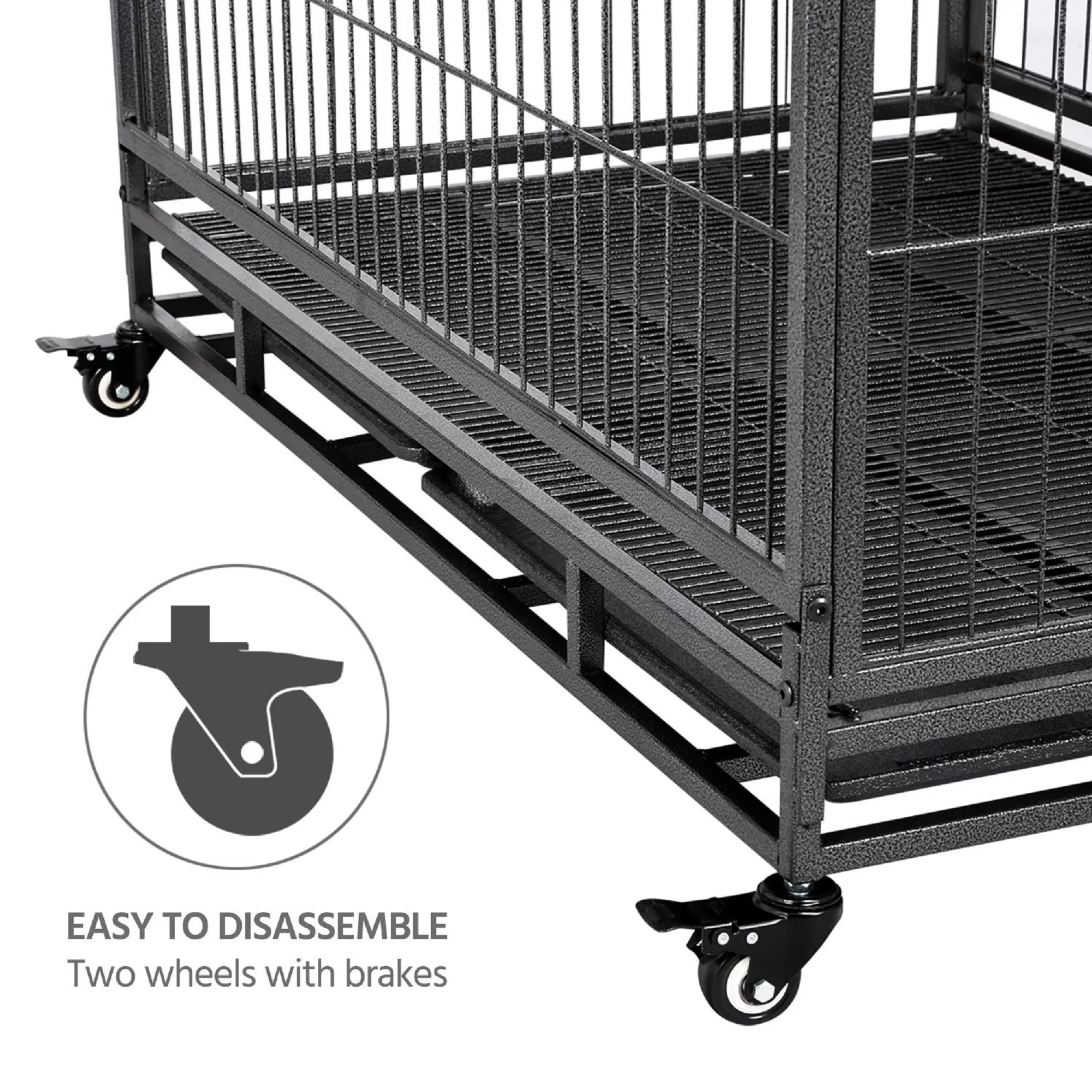 Topeakmart Black Dog Crate with Wire Litter Pans, 42.9" L X 28.5" W X 34.8" H