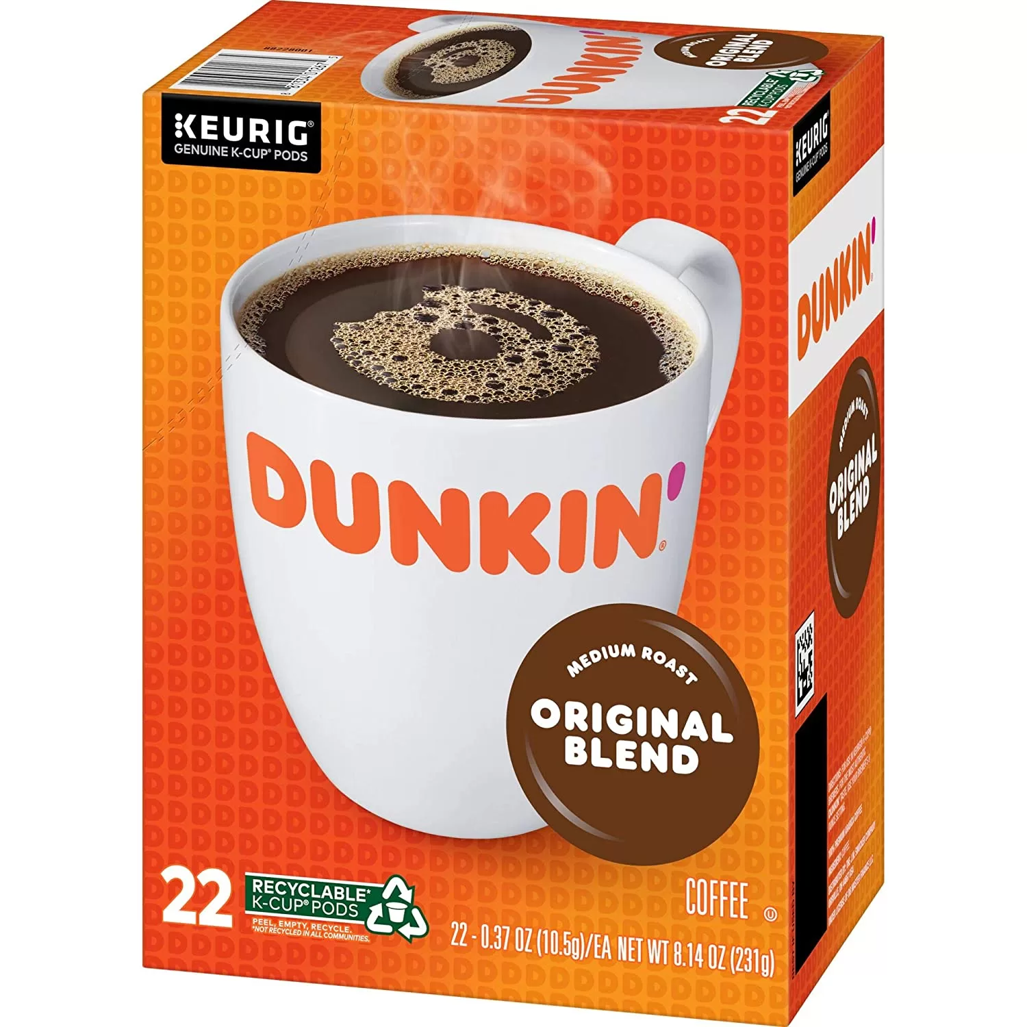 Dunkin' Original Blend Medium Roast Coffee, 88 Count K-Cup Pods