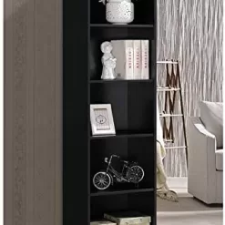 Hodedah Import 5 Shelf Bookcase, Black