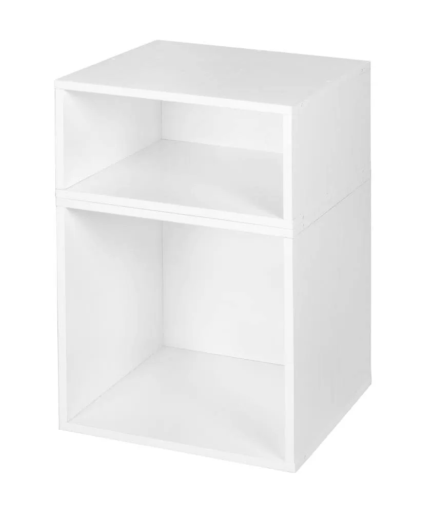 Niche 2-Pack Cubo 13-in W x 19.5-in H x 13-in D White Wood Grain Wood Collapsible Stackable Bin