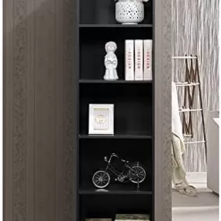 Hodedah Import 5 Shelf Bookcase, Black