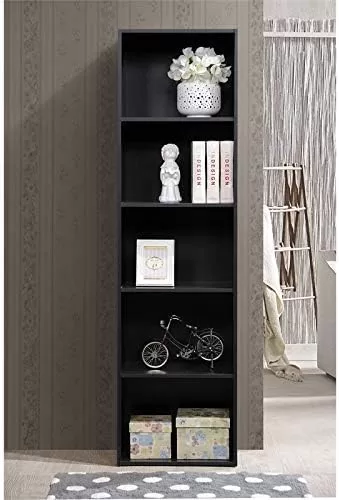 Hodedah Import 5 Shelf Bookcase, Black