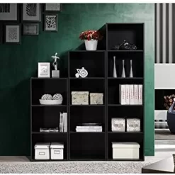 Hodedah Import 5 Shelf Bookcase, Black