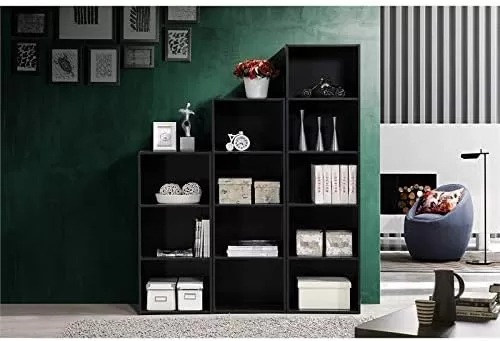 Hodedah Import 5 Shelf Bookcase, Black