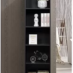 Hodedah Import 5 Shelf Bookcase, Black
