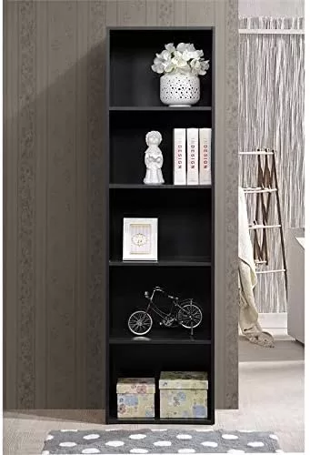 Hodedah Import 5 Shelf Bookcase, Black