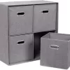 BirdRock Home 23-in H x 23-in W x 11.6-in D Gray Stackable Linen 4 Cube Organizer