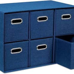 BirdRock Home 16.75-in H x 25-in W x 14.5-in D Navy Stackable Linen 6 Cube Organizer