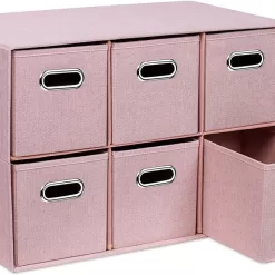 BirdRock Home 23-in H x 26-in W x 11.6-in D Blush Stackable Linen 6 Cube Organizer