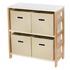 Honey-Can-Do 24.8-in H x 23.6-in W x 10.6-in D Natural/White Composite Wood 4 Cube Organizer
