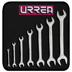 URREA 7-Piece Set Standard (SAE) Open End Wrench Includes Soft Case