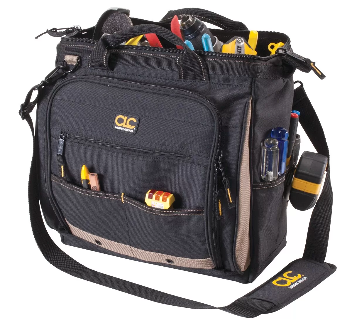 Custom LeatherCraft Black/Khaki Polyester 7-in Zippered Tool Bag