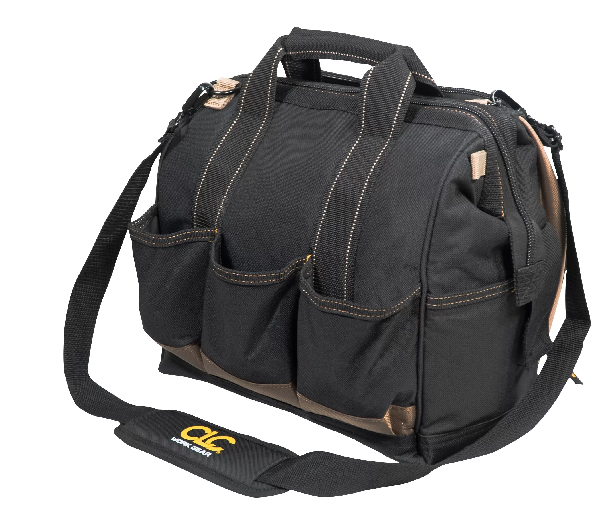 Custom LeatherCraft Black/Khaki Polyester 7-in Zippered Tool Bag