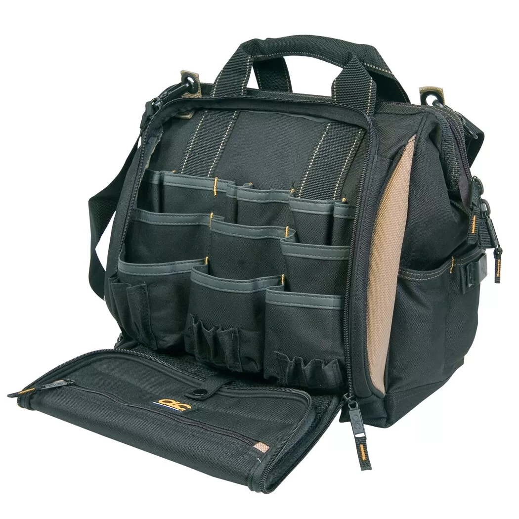 Custom LeatherCraft Black/Khaki Polyester 7-in Zippered Tool Bag