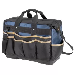 Custom LeatherCraft Black/Blue Ballistic Nylon 16-in Zippered Tool Bag