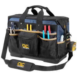 Custom LeatherCraft Black/Blue Ballistic Nylon 16-in Zippered Tool Bag