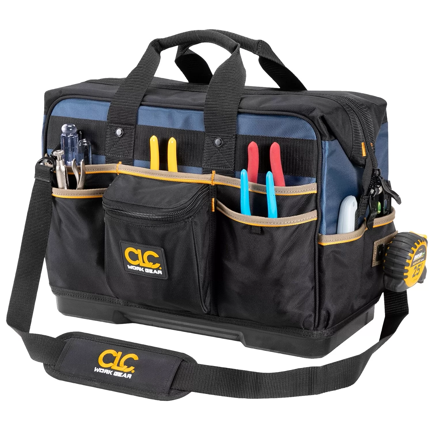 Custom LeatherCraft Black/Blue Ballistic Nylon 16-in Zippered Tool Bag