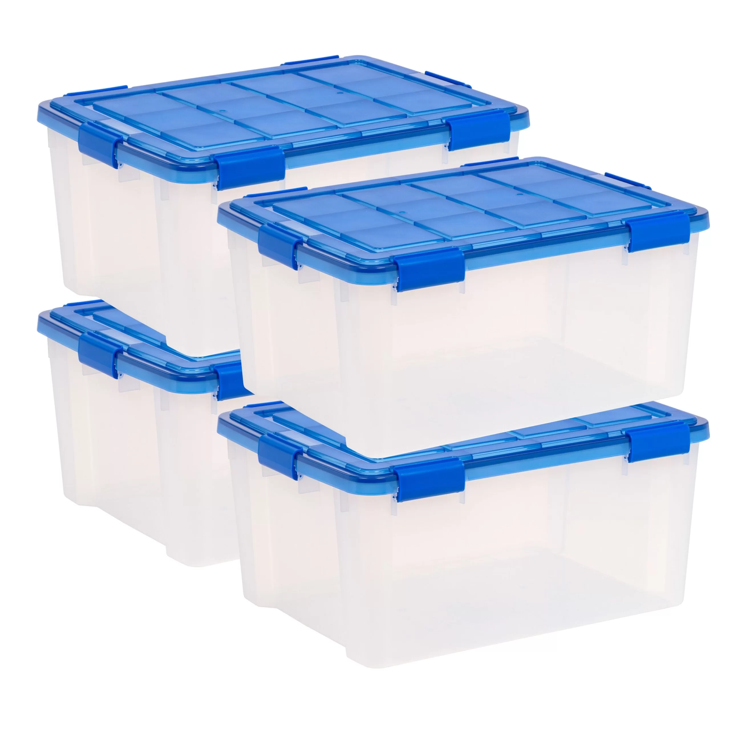 IRIS 4-Pack Element resistant storage Medium 15-Gallons (60-Quart) Blue Weatherproof Heavy Duty Tote with Latching Lid